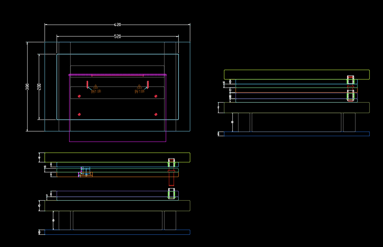 薄铝板冲网孔冲压模具图
